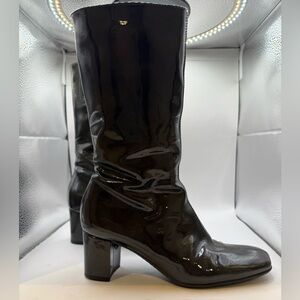 Aquatalia Glossy Black Patent Heeled Boots